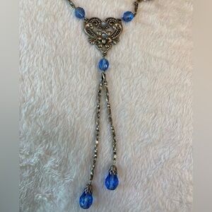 Blue Crystals‎ Lariat Ornate Necklace